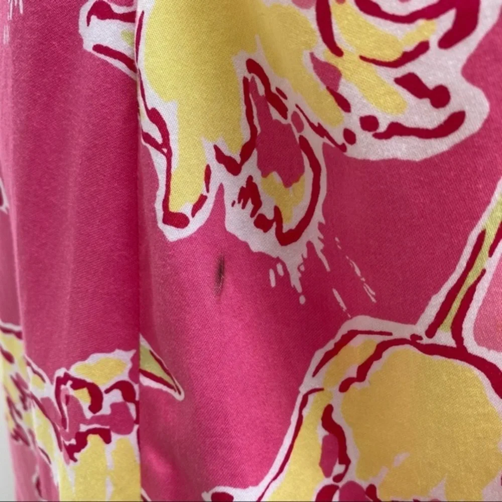 Lilly Pulitzer Strapless Fit & Flare Dress Pink Yellow Floral Size 2 - Picture 12 of 12